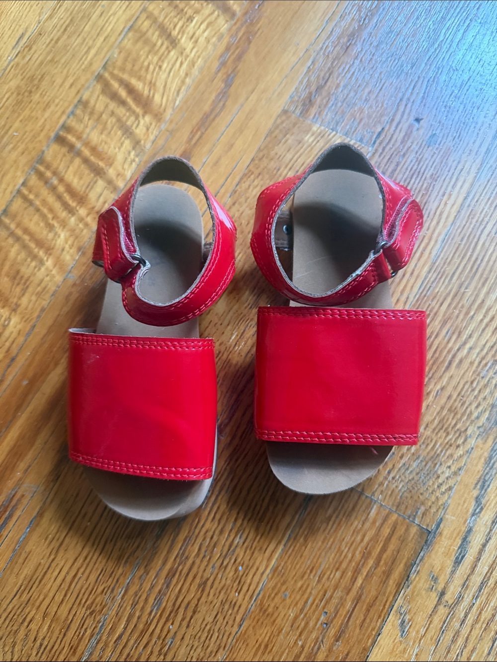 Zara Kids Red Patent Velcro Sandals